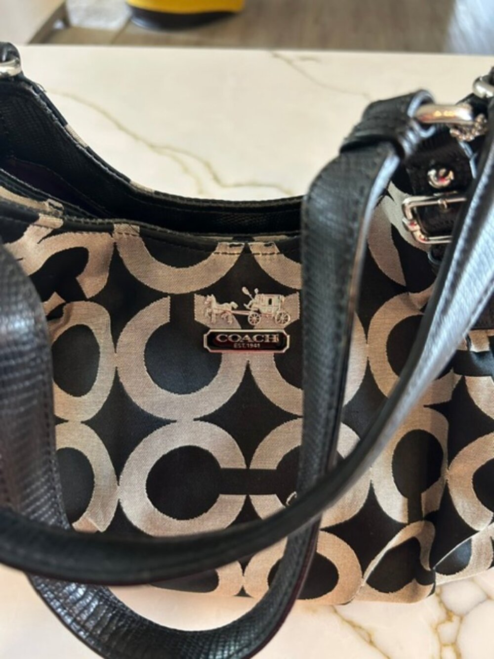 Vintage Coach Maggie Op Art Sateen Shoulder Bag style K1173-17689 - Picture 11 of 12